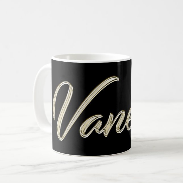 Vanessa white Handwriting Tasse Coffee Mug (Front Left)