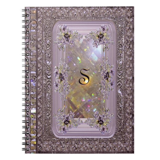 Vanfleet Lilac Victorian Monogram Spiral Notebook (Front)