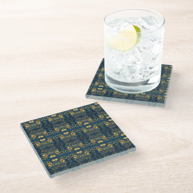 VanGogh Coaster, AI-generated Starry Night Design  Glass Coaster (Angled)