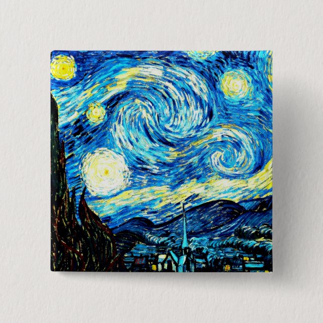 VanGogh, Starry Night 15 Cm Square Badge (Front)