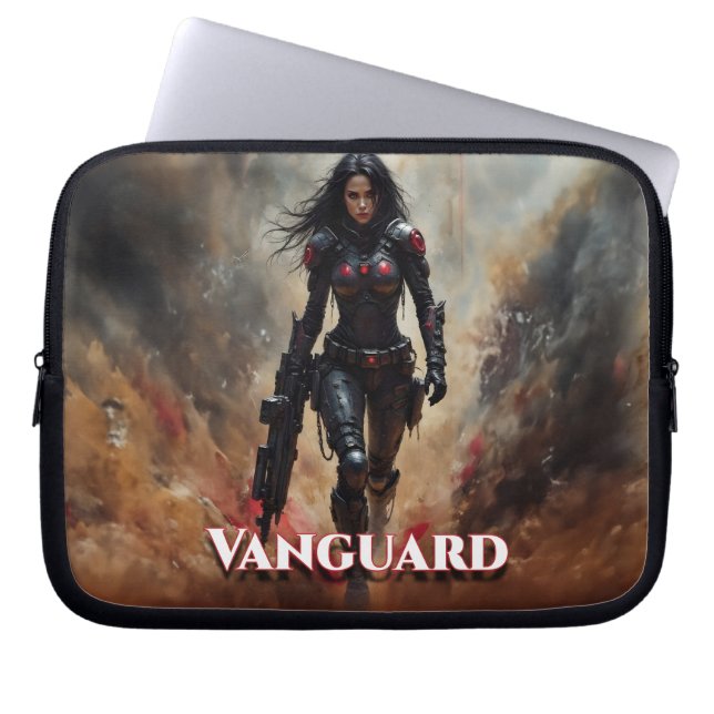 Vanguard – Futuristic Female Warrior Laptop Sleeve (Front)