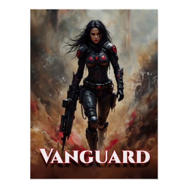 Vanguard – Futuristic Female Warrior Poster (Front)