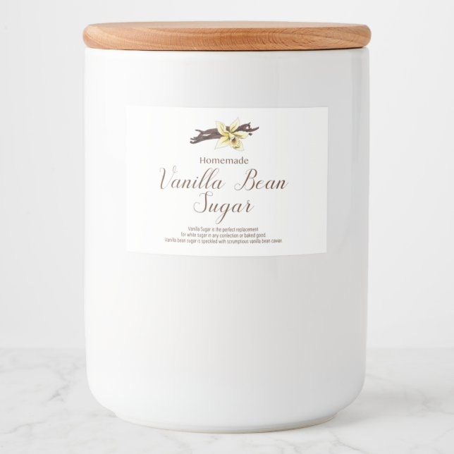 Vanilla Bean Sugar Labels, Homemade vanilla sugar Food Label (Front)