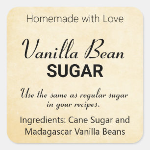 Vanilla Bean Sugar or whatever wording you choose Square Sticker
