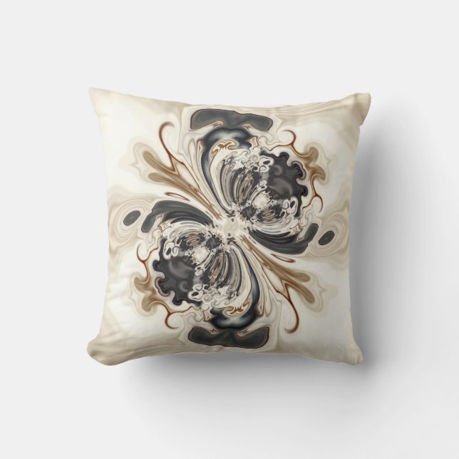 Vanilla Bean Swirl Milkshake beige black spirals Cushion (Front)
