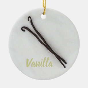 Vanilla bean with sugar as background gift luggage ceramic tree decoration