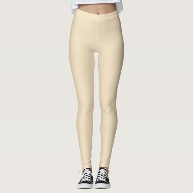 Vanilla Beige Solid Colour Leggings (Front)