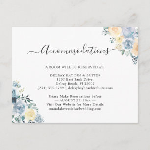 Vanilla Blue Floral Accommodations Card