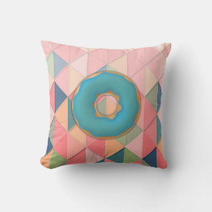 Vanilla & Blueberry Yummy Doughnuts Geometric Cushion