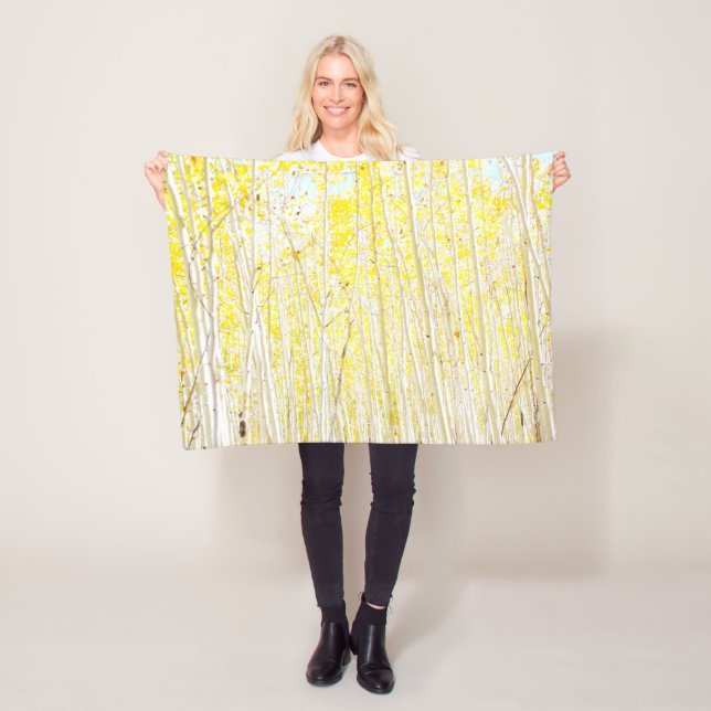 Vanilla Cake Aspen Trees Fleece Blanket (In Situ)