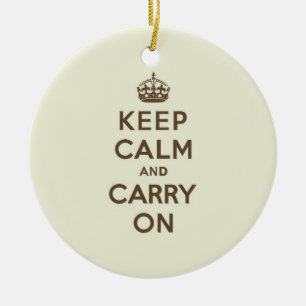 Vanilla Chocolate Keep Calm and Carry On Ceramic Tree Decoration