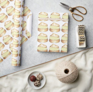Vanilla Cream Puff Dessert French Choux Bun Wrapping Paper