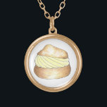 Vanilla Cream Puff French Pastry Dessert Necklace<br><div class="desc">Necklace features an original marker illustration of a delicious vanilla cream puff topped with powdered sugar!</div>