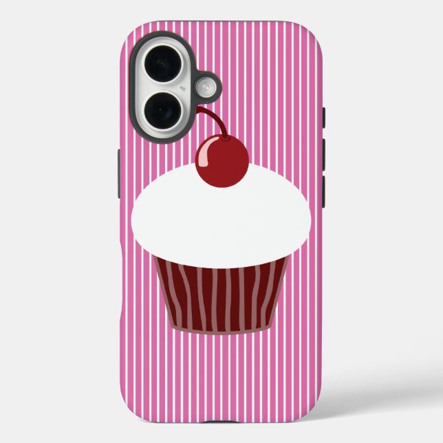 Vanilla Cupcake and Pink Stripes iPhone 6/6s Case (Back)