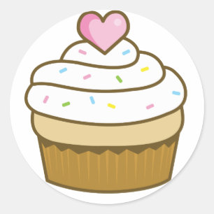 vanilla cupcake classic round sticker