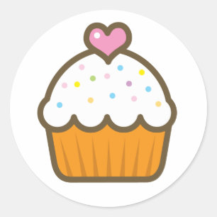vanilla cupcake classic round sticker