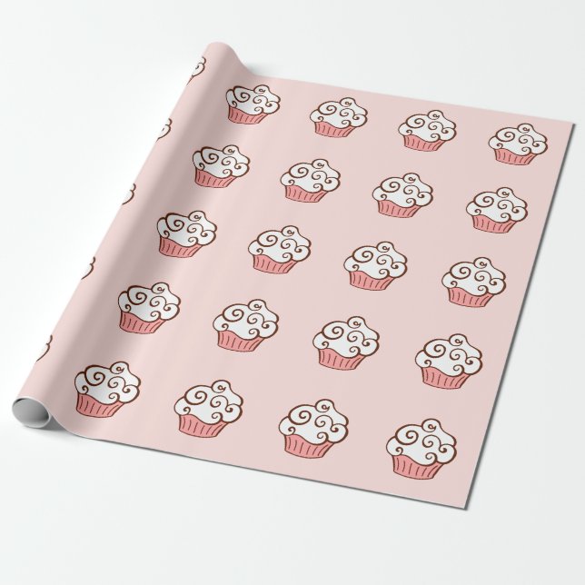 Vanilla Cupcake Wrapping Paper (Unrolled)