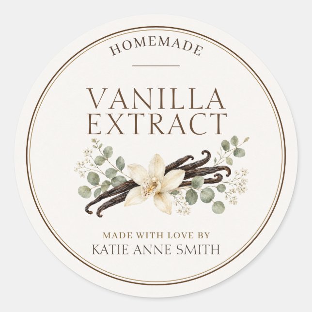 Vanilla Extract Labels Personalised Bottle Sticker (Front)
