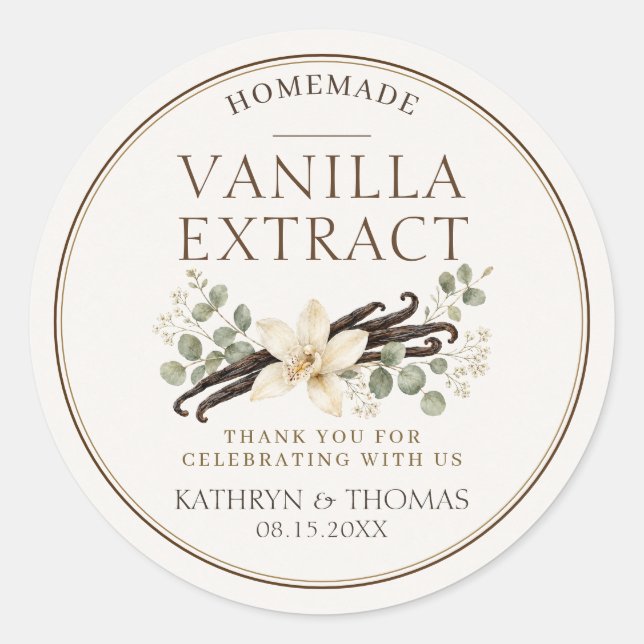 Vanilla Extract Wedding Favour Labels Personalised (Front)