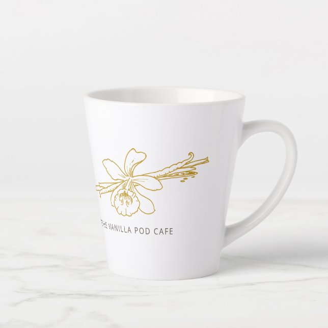 Vanilla flower bean line art cafe baking business latte mug (Right)