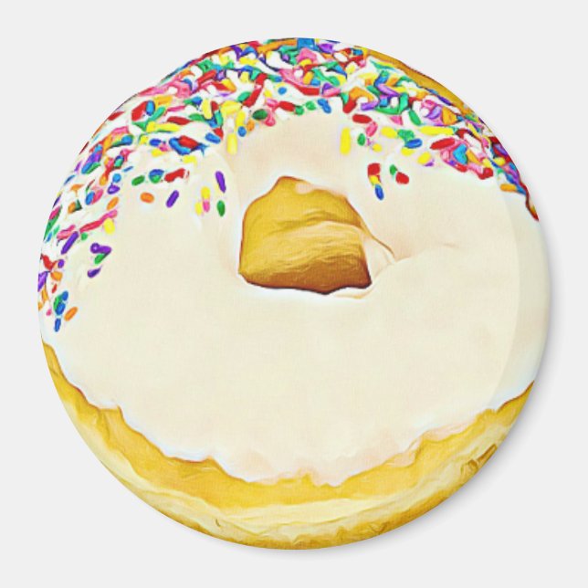 Vanilla Frosted Doughnut with Sprinkles Magnet (Front)