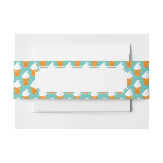 Vanilla Ice Cream Cone Pattern Invitation Belly Band (Front Example)