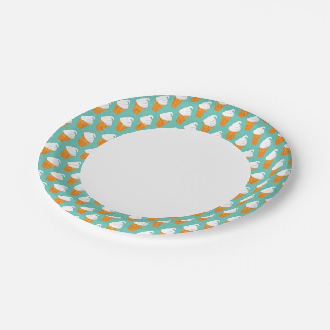 Vanilla Ice Cream Cone Pattern Paper Plate (Angled)