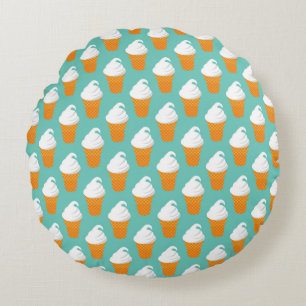 Vanilla Ice Cream Cone Pattern Round Cushion