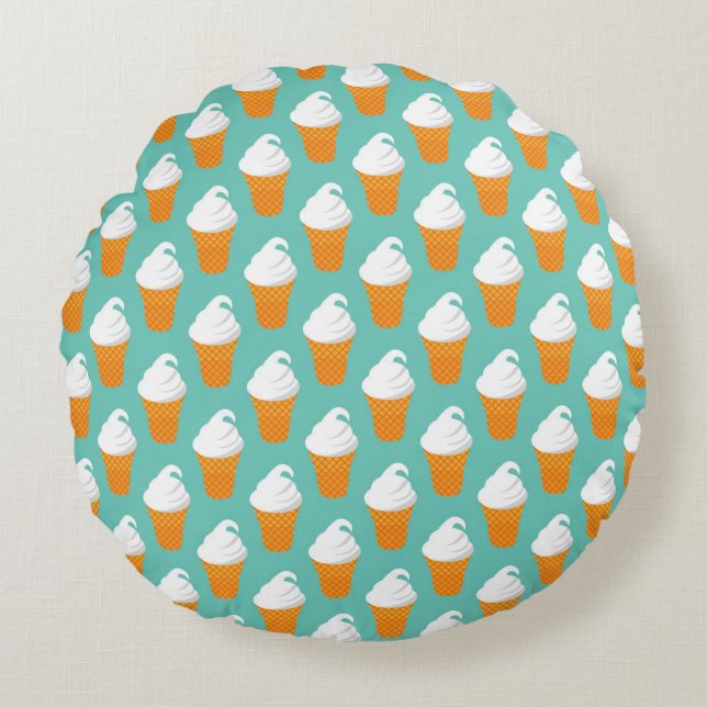 Vanilla Ice Cream Cone Pattern Round Cushion (Front)