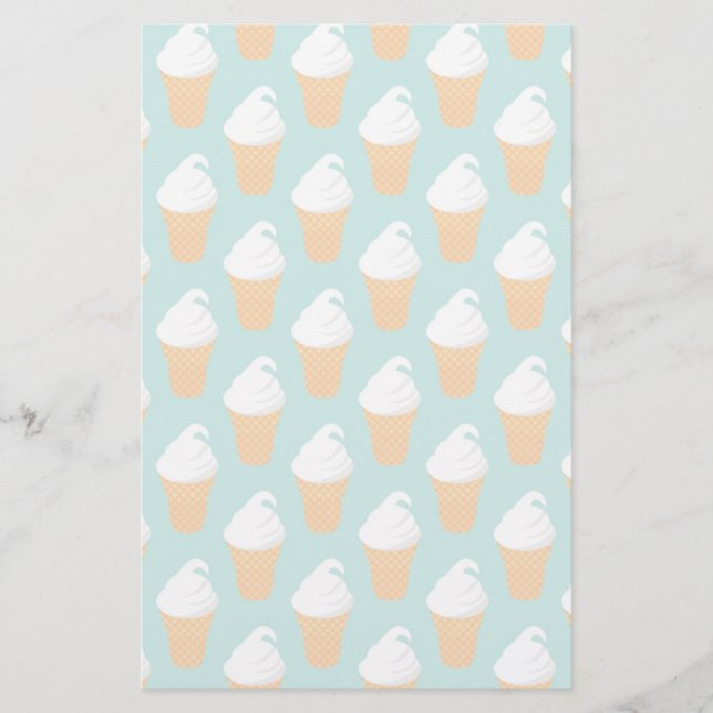 Vanilla Ice Cream Cone Pattern Stationery (Front)