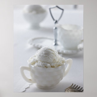 Vanilla ice cream in a white environment poster