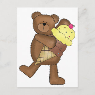 Vanilla Ice Cream Teddy Postcard