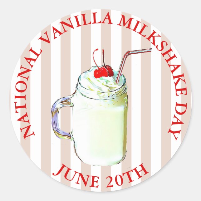Vanilla Milkshake Day June 20th Stickers (Front)
