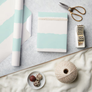 Vanilla & Mint Rough Edge Stripes Pattern Wedding Wrapping Paper