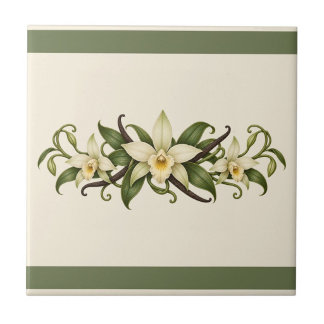 Vanilla Orchid and Pods Custom Colour Frieze Tile