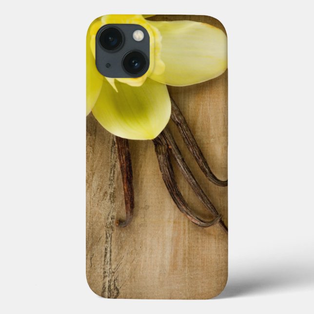 Vanilla Pods and Flower over Wooden Background Case-Mate iPhone Case (Back)