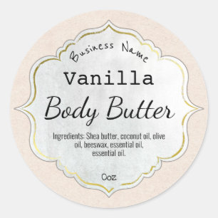 Vanilla Scented Body Butter Product Labels