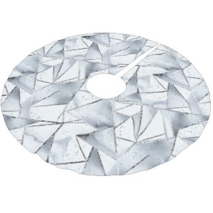 Vanilla Silver Confetti Glitzy Glam Christmas Brushed Polyester Tree Skirt