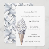 Vanilla Silver Confetti Ice Cream Cone Birthday 