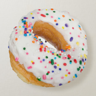 Vanilla Sprinkles Doughnut Novelty Round Cushion