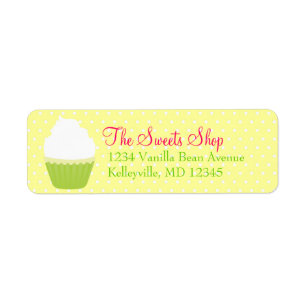 Vanilla Swirl Cupcake Green Return Address Labels