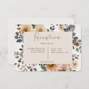 Vanilla White Boho Roses Cream Reception Wedding Enclosure Card