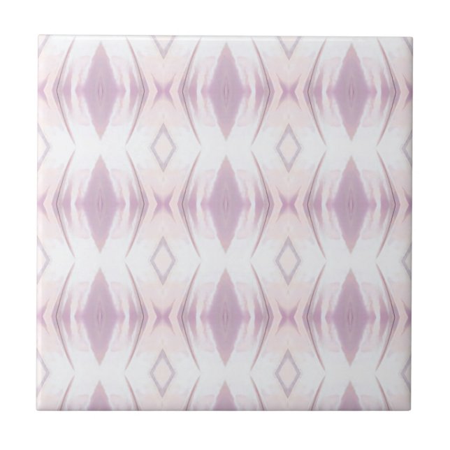 Vanilla white pink lavender geometric art design  tile (Front)
