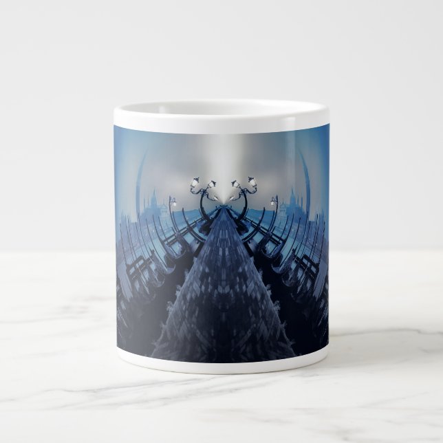 VANISHING VENICE Blue Gothic Gondolas Large Coffee Mug (Front)