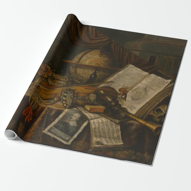 Vanitas Still Life 1662 Collier Dutch wrapping Paper (Unrolled)