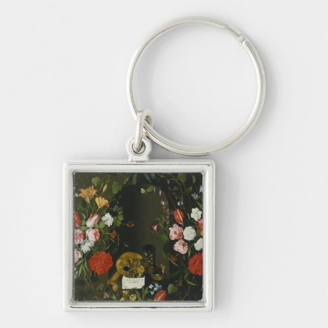 Vanitas Still Life with Flowers Key Ring (Front)