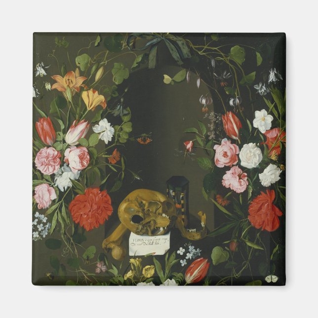 Vanitas Still Life with Flowers Magnet (Front)