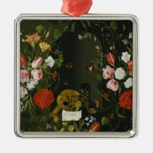 Vanitas Still Life with Flowers Metal Tree Decoration