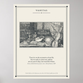 Vanitas Still Life with Lute and Violin Engraving Poster
