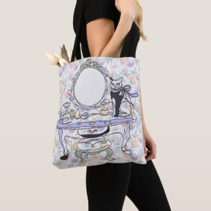 Vanity Desk with Cat Tote Bag